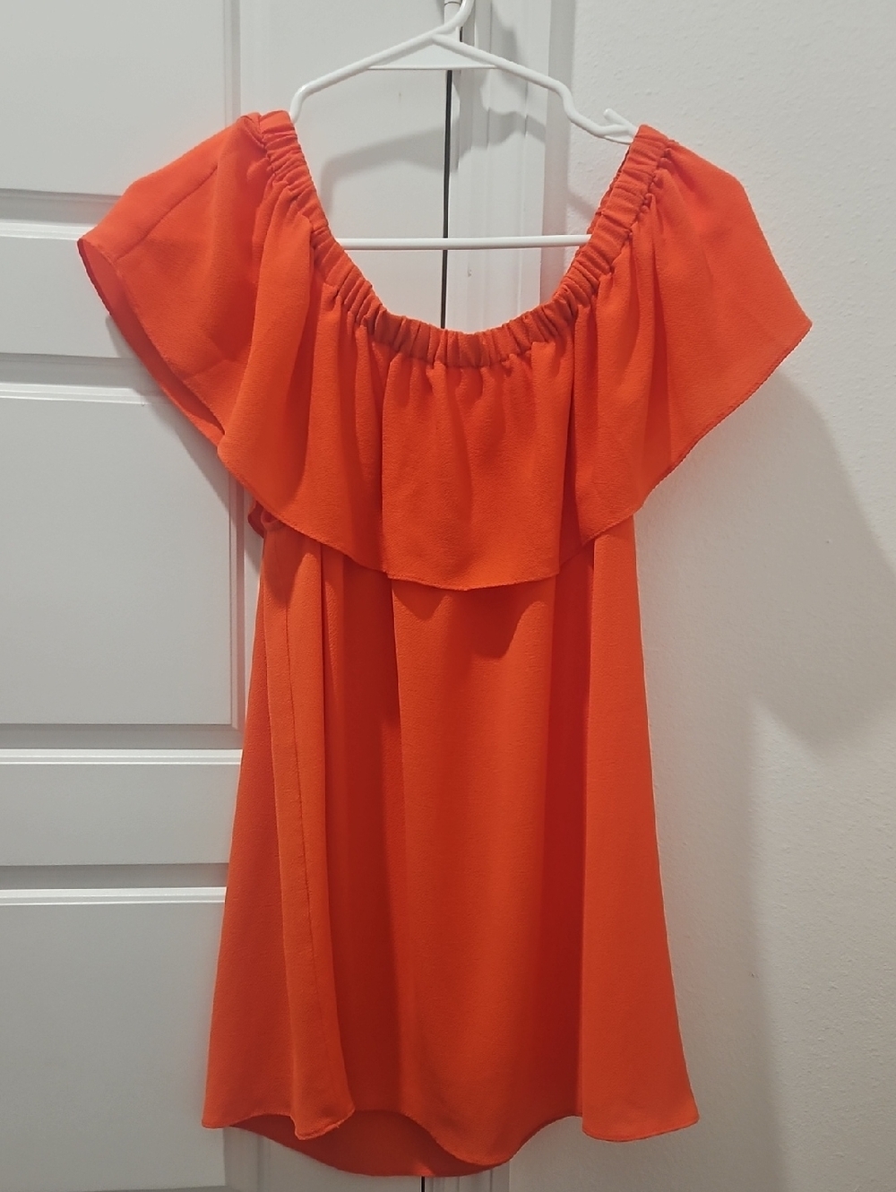 Rose & Olive Off-Shoulder Orange Ruffle Top
